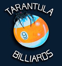 tarantula on top of a 9 ball logo