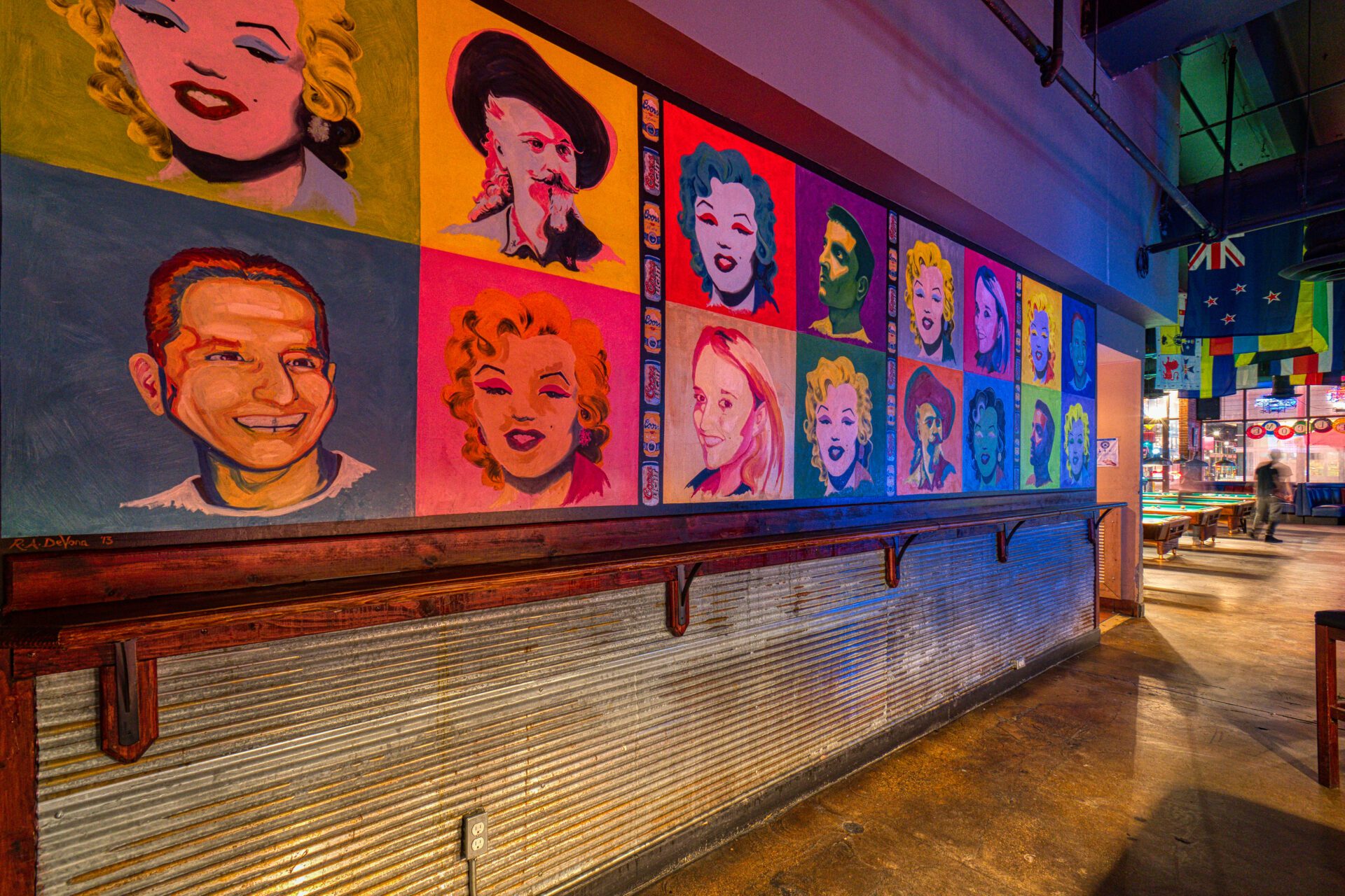 wide wall of pop art in different bright colors