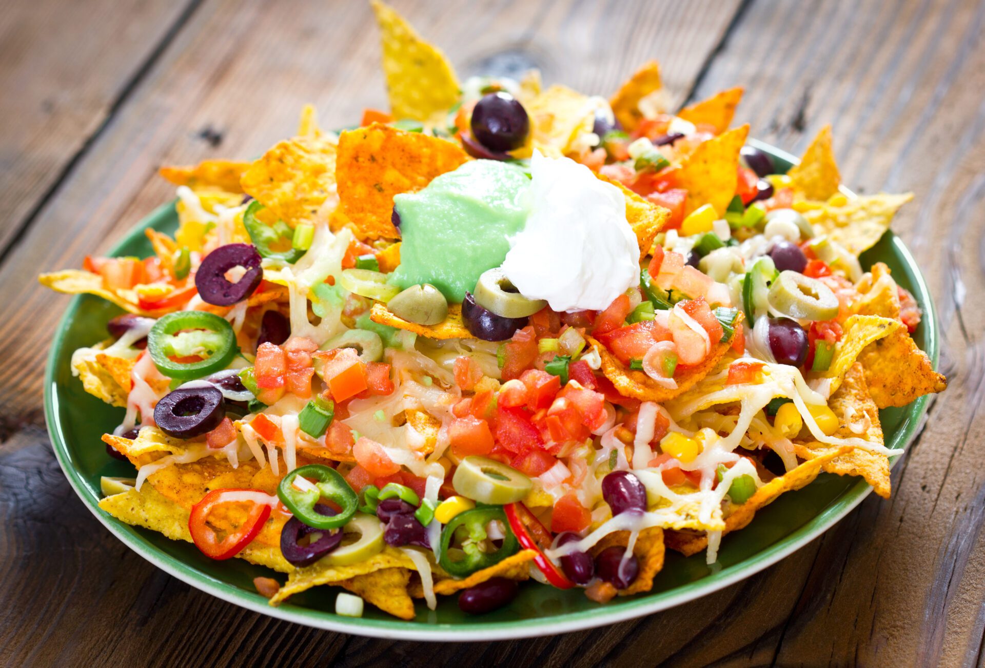 nachos with hot peppers and olives
